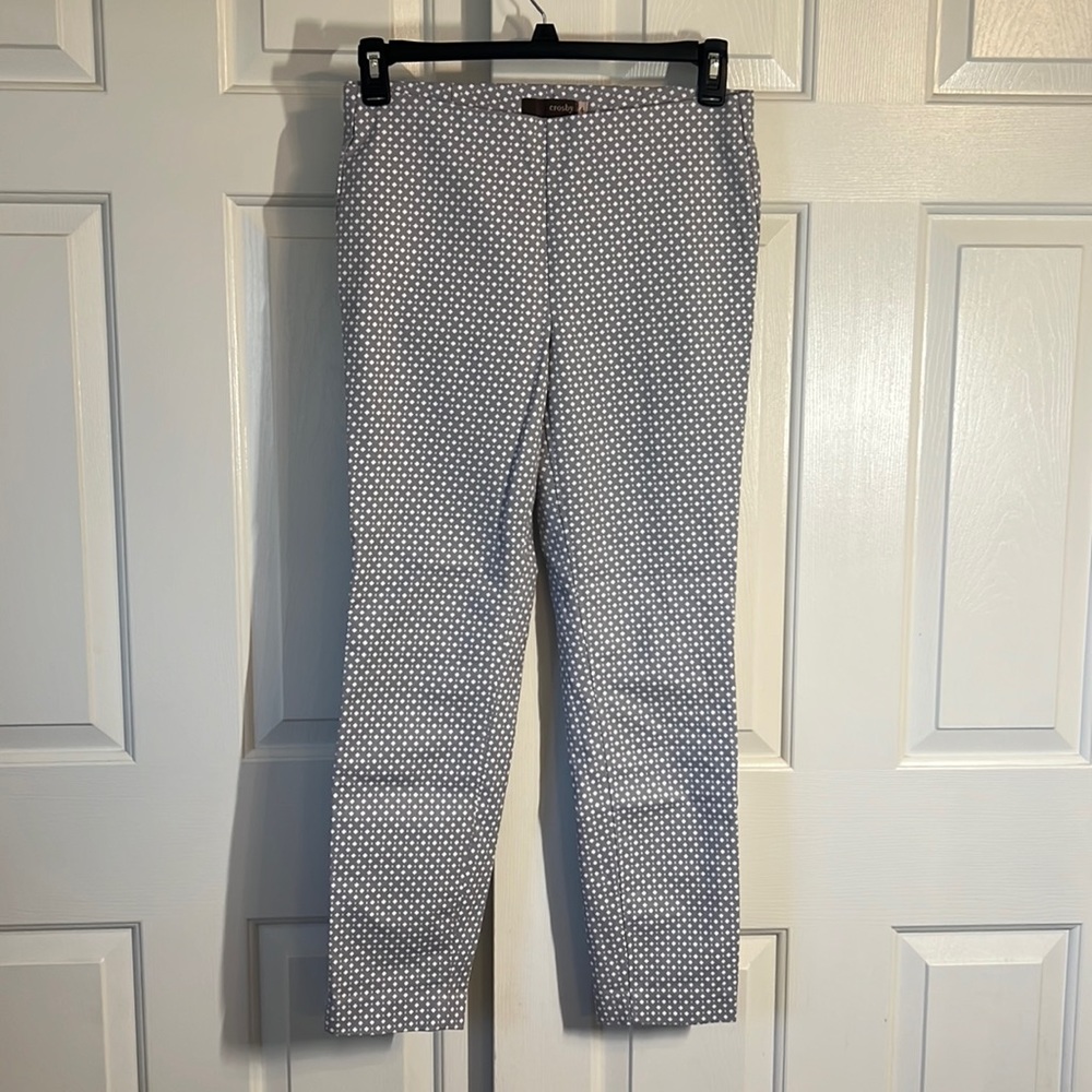 #28-Crosby Chino Pants Grey White Slim Fit Flat Front Pull On Stretch Size 4